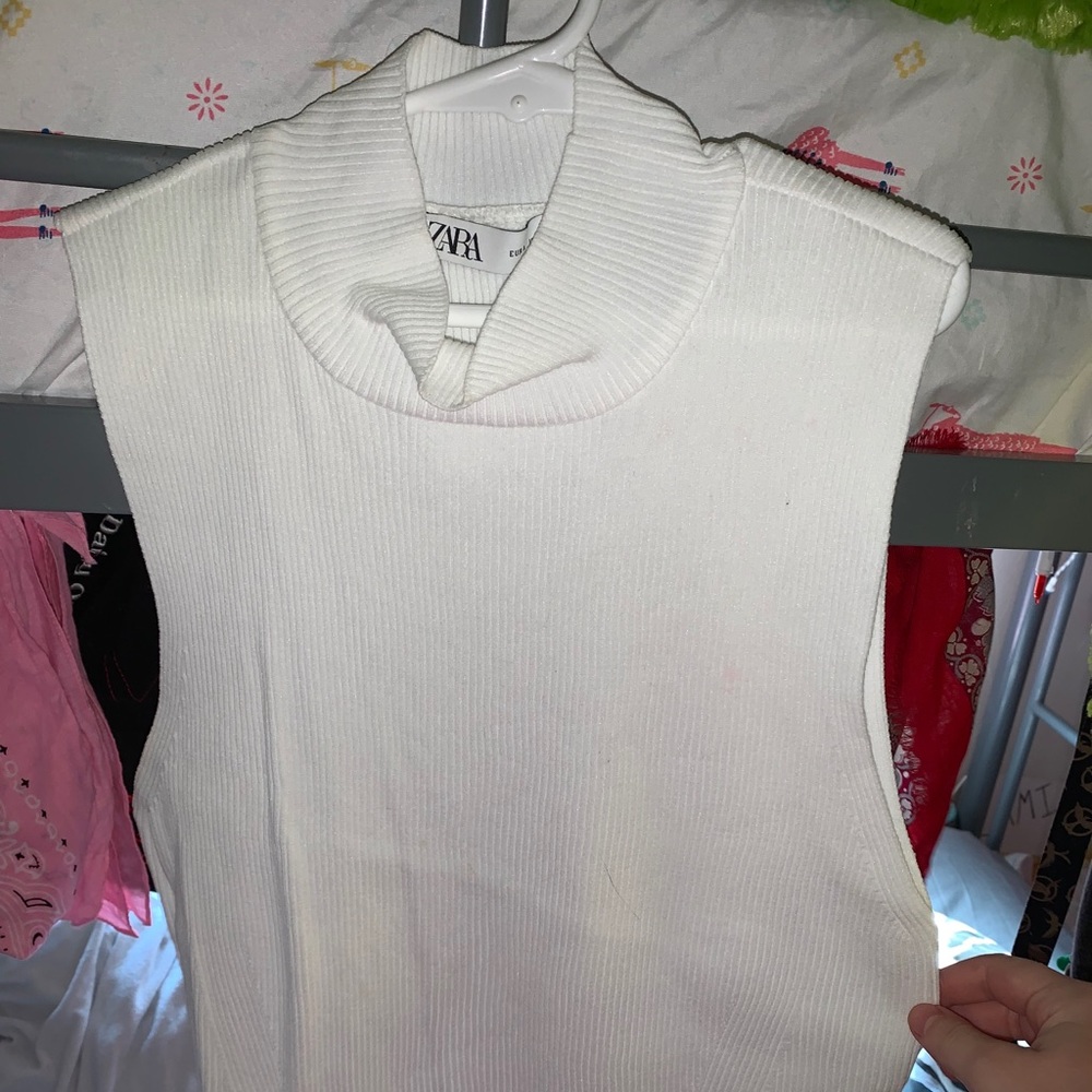 Zara White Turtle neck tank top